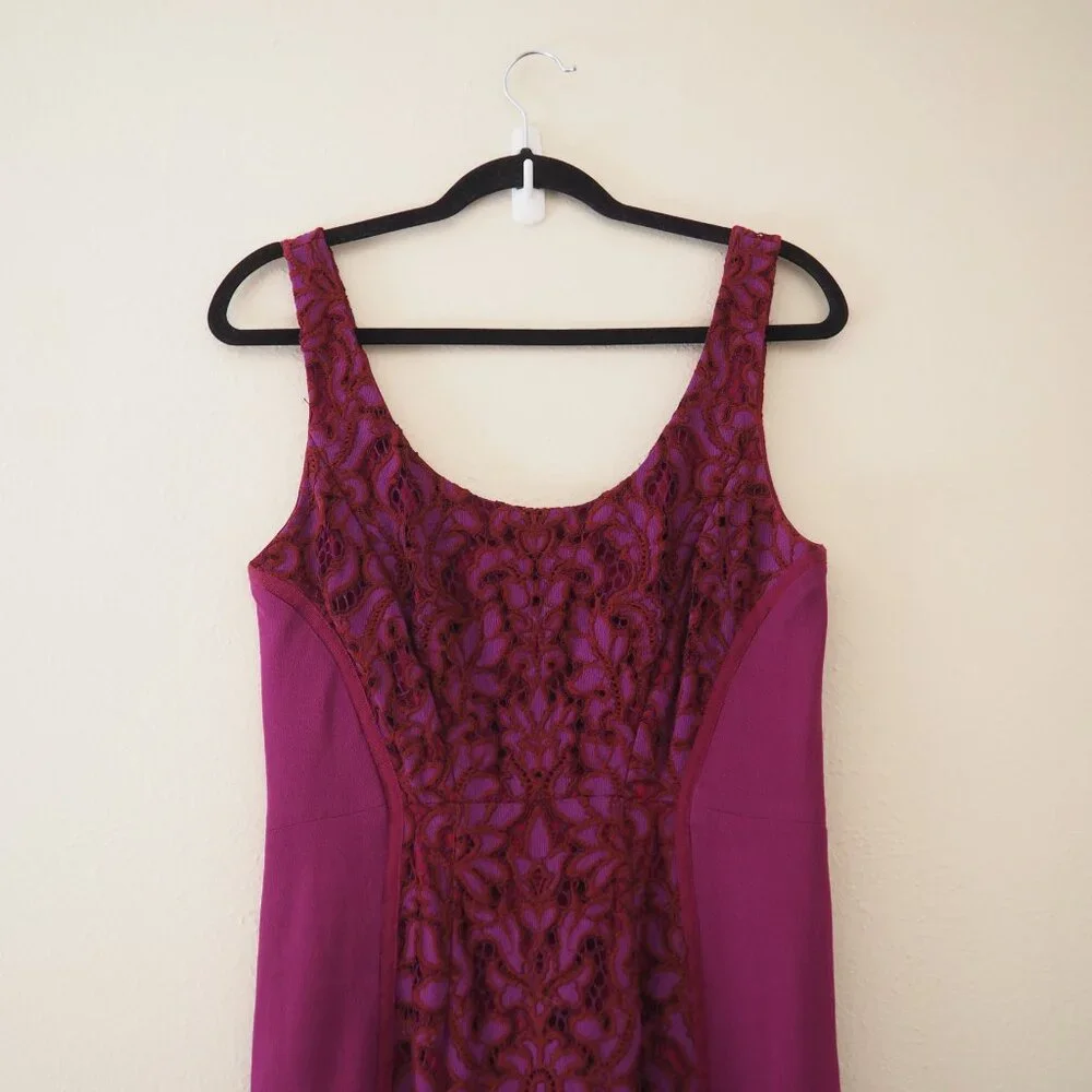 Diane Von Furstenberg Geovana Purple Amethyst Sleeveless Lace Panel Sheath Dress - Picture 6 of 12